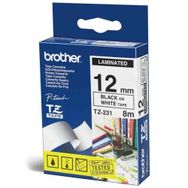 Brother P-Touch 12TZE231 Beyaz-Siyah 12 mm Etiket