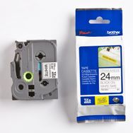 Brother P-touch Tze-s251 Tze-tape 24 mm Beyaz Üzerine Siyah Güçlü Yapışkanlı Laminasyonlu Etiket