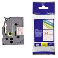 Brother TZE-252 24 mm Beyaz Üzeri Kırmızı Laminasyonlu Etiket