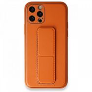 BSSM iPhone 12 Pro Coco Deri Standlı Kapak Turuncu Kılıf