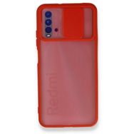 BSSM Palm Buzlu Kamera Sürgülü Silikon - Kırmızı Xiaomi Redmi 9T Kılıf