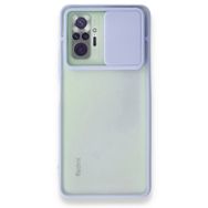 BSSM Palm Buzlu Kamera Sürgülü Silikon - Lila Xiaomi Redmi Note 10 Pro Kılıf