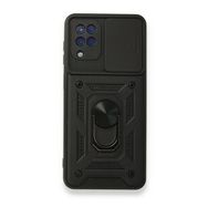BSSM Samsung Galaxy A22 Pars Lens Yüzüklü Silikon Siyah Kılıf