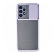 BSSM Samsung Galaxy A33 5G Palm Buzlu Kamera Sürgülü Silikon Lila Kılıf