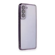 BSSM Samsung Galaxy S21 FE Razer Lensli Silikon Mor Cep Telefonu Kılıfı