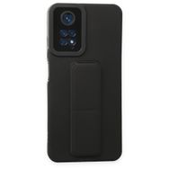 BSSM Xiaomi Redmi Note 11 Mega Standlı Siyah Silikon Kılıf