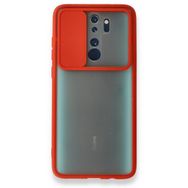 BSSM Xiaomi Redmi Note 8 Pro Palm Buzlu Kamera Sürgülü Silikon Kırmızı Kılıf
