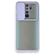 BSSM Xiaomi Redmi Note 8 Pro Palm Buzlu Kamera Sürgülü Silikon Lila Kılıf