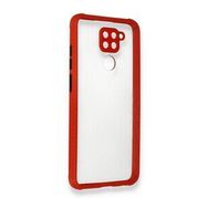 BSSM Xiaomi Redmi Note 9 Miami Şeffaf Silikon Kırmızı Kılıf