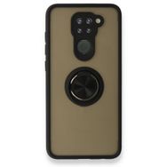 BSSM Xiaomi Redmi Note 9 Montreal Yüzüklü Silikon Kapak Siyah Kılıf