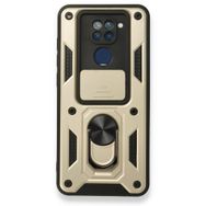 BSSM Xiaomi Redmi Note 9 Pars Lens Yüzüklü Silikon Gold Kılıf