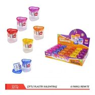 Bu-Bu Şeffaf Üçgen Çiftli Hazneli 4 Renk Kalemtıraş