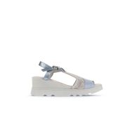 Bueno Shoes 01WA0505 Mavi Multi Deri Kadın Dolgu Topuklu Sandalet