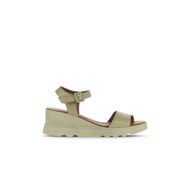 Bueno Shoes 01WA0507 Haki Deri Kadın Dolgu Topuklu Sandalet