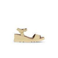Bueno Shoes 01WA0507 Sarı Açık Deri Kadın Dolgu Topuklu Sandalet