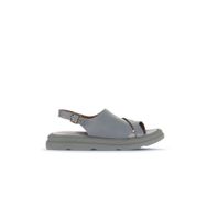 Bueno Shoes 01WA2605 Gri Deri Kadın Dolgu Topuklu Sandalet