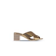 Bueno Shoes 01WA2809 Bronz Deri Topuklu Kadın Terlik