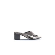 Bueno Shoes 01WA2809 Kurşun Deri Kadın Topuklu Terlik