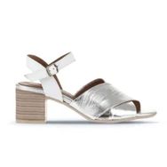 Bueno Shoes 01WA2810 Gümüş Beyaz Deri Kadın Topuklu Sandalet