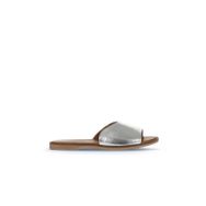 Bueno Shoes 01WA5701 Gümüş Deri Kadın Düz Terlik