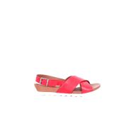 Bueno Shoes 01WJ0800 Kırmızı Deri Dolgu Topuklu Kadın Sandalet