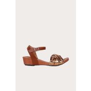 Bueno Shoes 01WL6800 Bronz Parlak Deri Kadın Dolgu Topuklu Sandalet