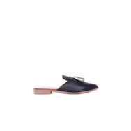 Bueno Shoes 01WN0111 Siyah Vizon Deri Kadın Düz Terlik