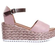 Bueno Shoes 01WN3601 Gül Kurusu Kadın Deri Dolgu Topuklu Sandalet