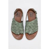 Bueno Shoes 01wq0506 Yeşil Deri Kadın Düz Sandalet