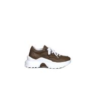 Bueno Shoes 01WQ10100 Haki Deri Kadın Dolgu Topuklu Spor Ayakkabı