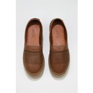 Bueno Shoes 01WQ3510 Kahverengi Deri Dolgu Topuklu Kadın Espadril Ayakkabı
