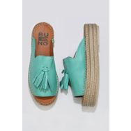 Bueno Shoes 01WQ3511 Yeşil Nil Deri Kadın Dolgu Topuklu Espadril Terlik