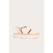Bueno Shoes 01WQ3515 Bej Deri Kadın Dolgu Topuklu Sandalet