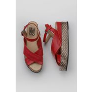 Bueno Shoes 01WQ5901 Kırmızı Deri Kadın Dolgu Topuklu Espadril Sandalet