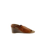 Bueno Shoes 01WQ8603 Taba Deri Kadın Dolgu Topuklu Sandalet