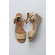 Bueno Shoes 01WS11101 Sarı Deri Kadın Dolgu Topuklu Espadril Sandalet