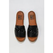 Bueno Shoes 01WS1821 Siyah Deri Kadın Espadril Terlik