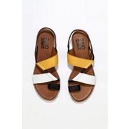 Bueno Shoes 01WS2513 Siyah Beyaz Deri Kadın Düz Sandalet