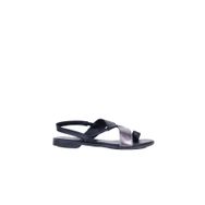 Bueno Shoes 01WS2513 Siyah Gri Deri Kadın Parmak Arası Sandalet