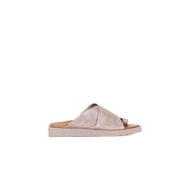Bueno Shoes 01WS2809 Gri Deri Kadın Parmak Arası Terlik
