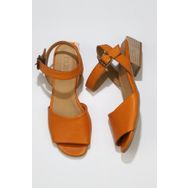 Bueno Shoes 01WS7504 Turuncu Deri Kadın Topuklu Sandalet