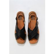 Bueno Shoes 01WS9912 Siyah Deri Espadril Kadın Sandalet