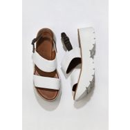 Bueno Shoes 01wu11400 Beyaz Deri Dolgu Topuklu Kadın Sandalet