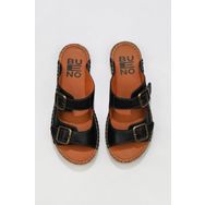 Bueno Shoes 01WU2518 Siyah Deri Kadın Düz Terlik