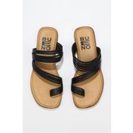 Bueno Shoes 01WU3418 Siyah Deri Kadın Parmak Arası Terlik