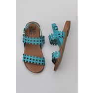 Bueno Shoes 01WU4242 Turkuaz Deri Kadın Düz Sandalet