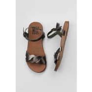 Bueno Shoes 01WU4253 Haki Parlak Deri Kadın Düz Sandalet