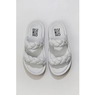 Bueno Shoes 01WU4640 Beyaz Deri Kadın Dolgu Topuklu Terlik