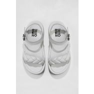 Bueno Shoes 01WU4641 Beyaz Deri Kadın Dolgu Topuklu Sandalet