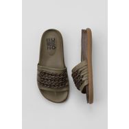 Bueno Shoes 01WU4708 Haki Deri Kadın Düz Terlik